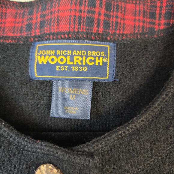 Vintage Woolrich Vest Women's M Black Boiled Wool Applique Moose Cabin Rustic - Picture 6 of 11